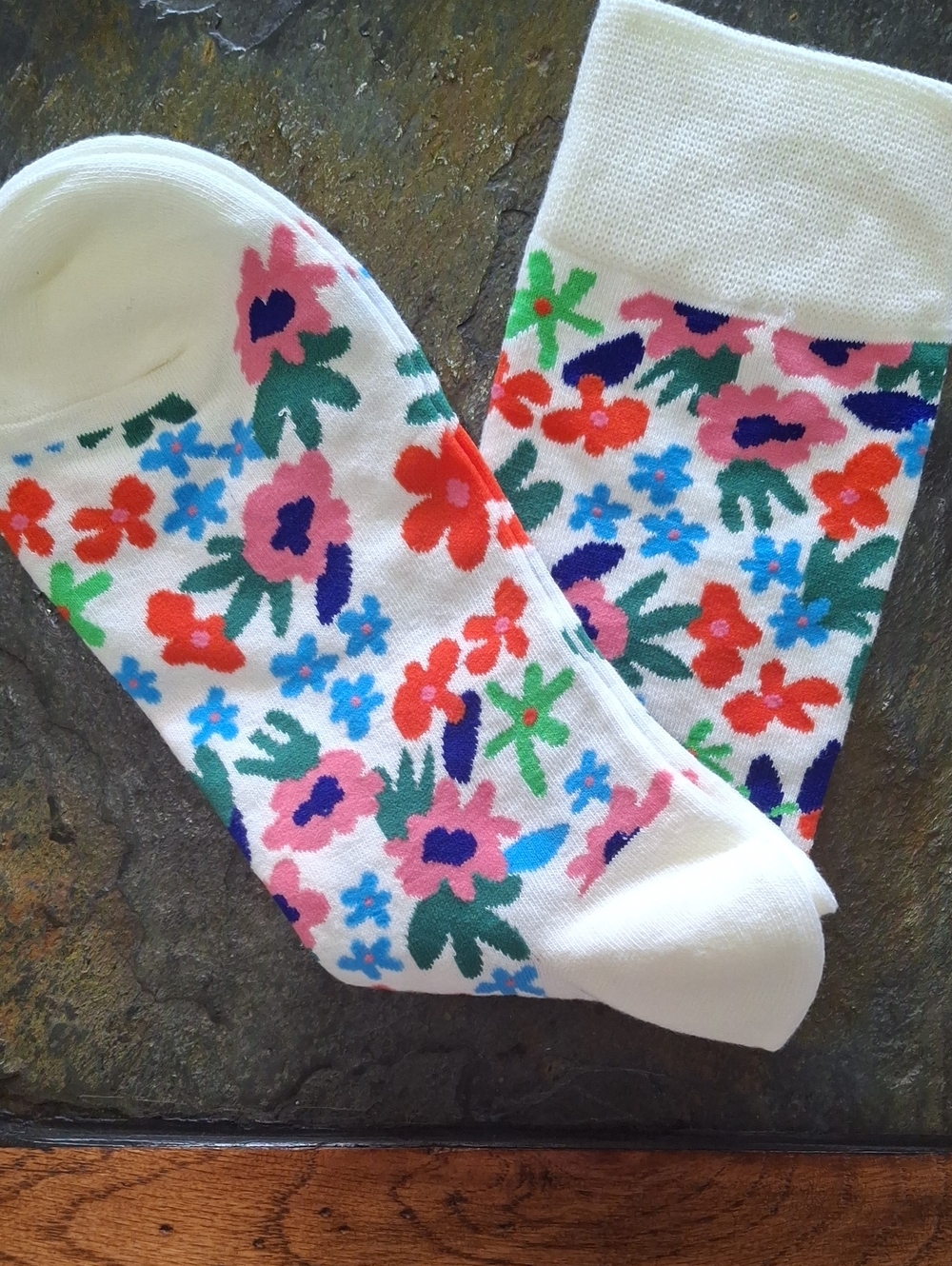 Multi Color Floral Crew Socks